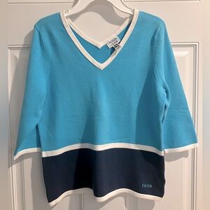IZOD Blue and Navy V-Neck Sweater